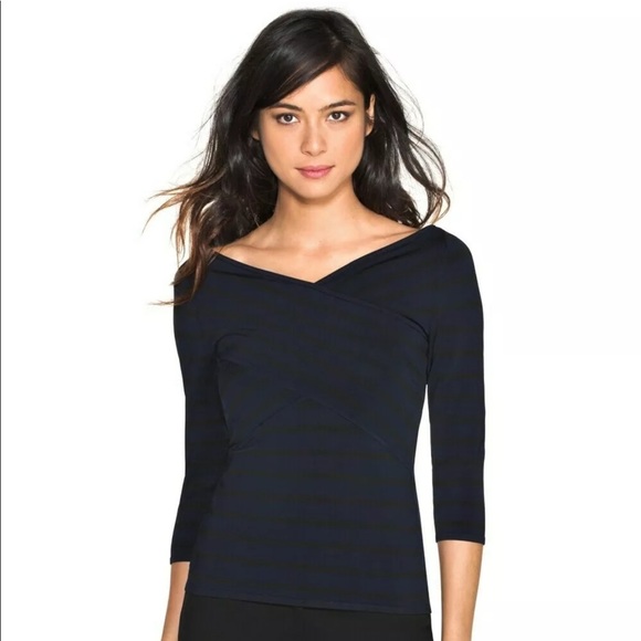 WHBM ponte top blouse crossover stretch SZ S NWT - Picture 5 of 7